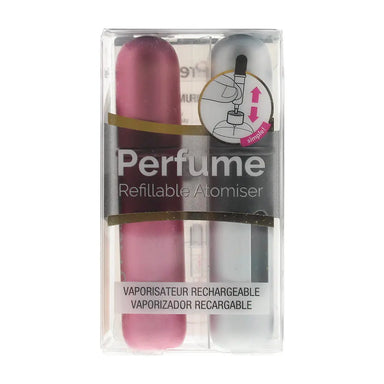 Pressit Refillable Perfume Spray Bottles 2 x 4ml - Pink  Silver Pressit