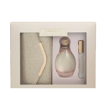 Sarah Jessica Parker Lovely EDP Spray 100ml, Rollerball 10ml & Gold Clutch Bag - The Beauty Store