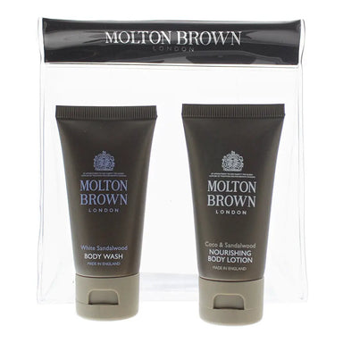 Molton Brown 2 Piece Gift Set: Coco Sandalwood Body Lotion 30ml - White Sandalwood Body Wash 30ml Molton Brown
