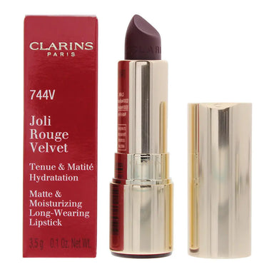 Clarins Joli Rouge Velvet Matte and Moisturising Long Wearing Lipstick 744V Plum 3.5g Clarins