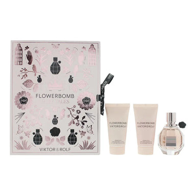 Viktor  Rolf Flowerbomb 3 Piece Gift Set: Eau De Parfum 50ml - Shower Gel 50ml - Body Lotion 50ml Viktor and Rolf