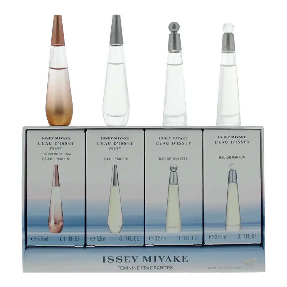 Issey Miyake L'eau D'issey 4 Piece Gift Set: Nectar Eau De Parfum 3.5ml - Pure Eau De Parfum 3.5ml - Eau De Toilette 3.5ml - Eau De Parfum 3.5ml - Eau Issey Miyake