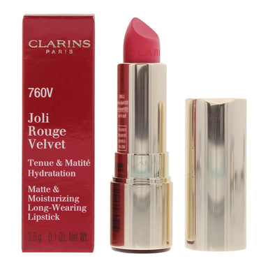 Clarins Joli Rouge Velvet Matte  Moisturizing Long Wearing Lipstick 760V Pink Cranberry 3.5g Clarins