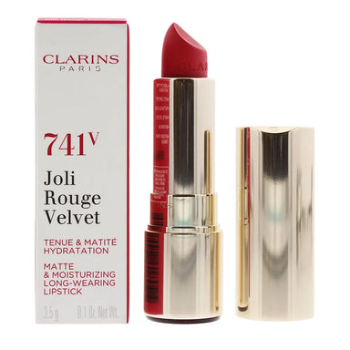 Clarins Joli Rouge Velvet Matte  Moisturizing Long Wearing Lipstick 741V Red Orange 3.5g Clarins