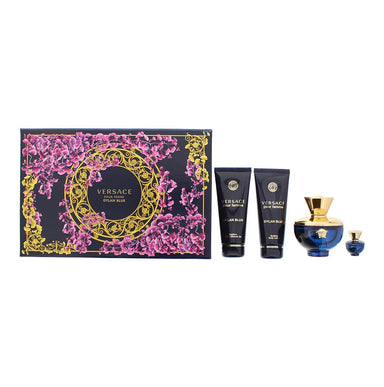 Versace Dylan Blue Pour Femme 4 Piece Gift Set: Eau De Parfum 100ml - Shower Gel 100ml - Body Lotion 100ml - Eau De Parfum 5ml Versace