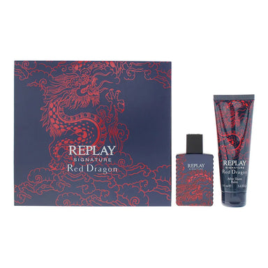 Replay Signature Red Dragon For Man 2 Piece Gift Set: Eau de Toilette 50ml - Aftershave 100ml Replay