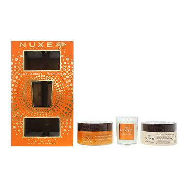 Nuxe Honey Lover 3 Piece Gift Set: Body Oil Balm 200ml - Nourishing Body Scrub 175ml - Candle 70g Nuxe