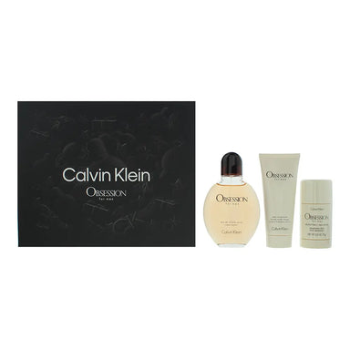 Calvin Klein Obsession For Men 3 Piece Gift Set: Eau De Toilette 125ml - Aftershave Balm 75ml - Deodorant Stick 75g Calvin Klein