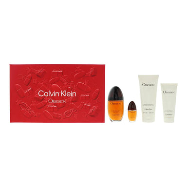Calvin Klein Obsession 4 Piece Gift Set: Eau De Parfum 100ml - Body Lotion 200ml - Eau De Toilette 15ml - Shower Gel 100ml Calvin Klein