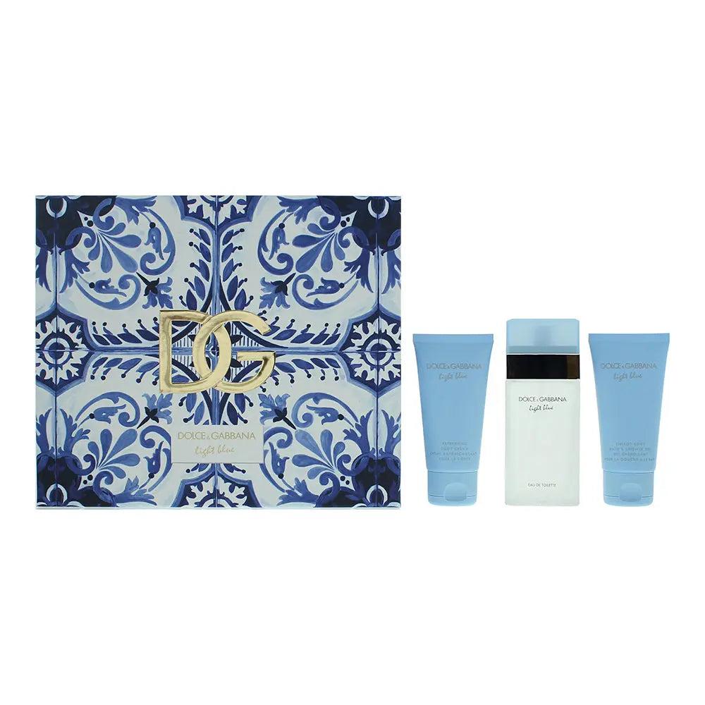Dolce  Gabbana Light Blue 3 Piece Gift Set: Eau De Toilette 50ml - Body Lotion 50ml - Shower Gel 50ml Dolce and Gabbana