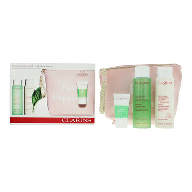 Clarins Perfect Cleansing Combination to Oily Skin 4 Piece Gift Set: Cleansing Milk 200ml - Toning Lotion Clarins