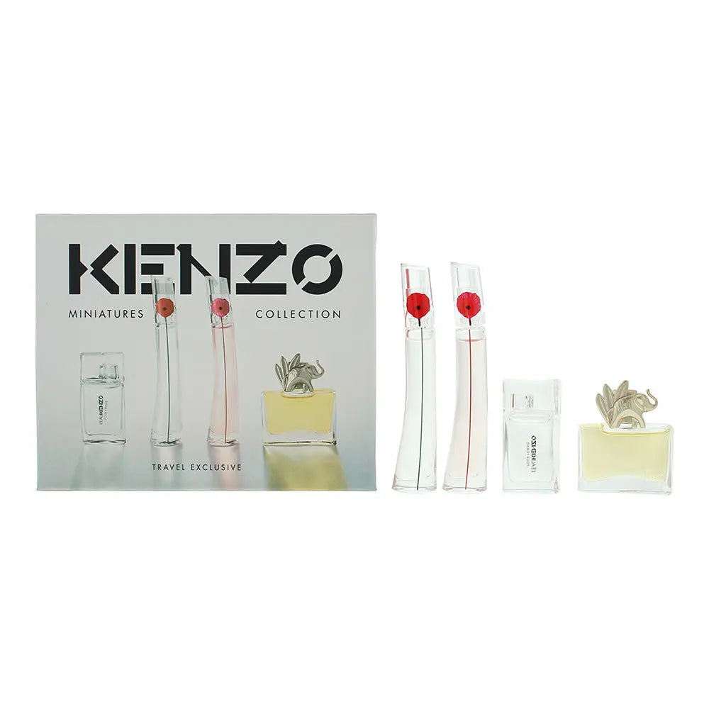 Kenzo Flower 4 Piece Gift Set: Flower Eau De Parfum 4ml - Flower By Poppy Bouquet Eau De Parfum 4ml - L'eau Eau De Toilette 5ml - Ju Eau De Parfum 5ml Kenzo