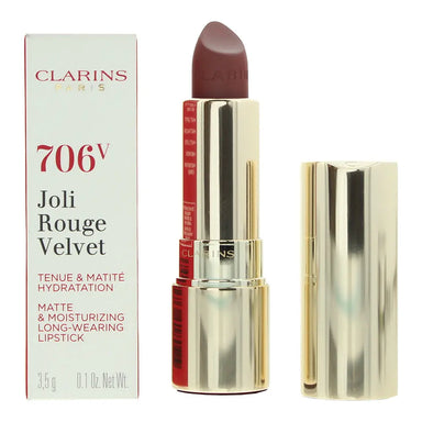 Clarins Joli Rouge Velvet Matte  Moisturizing Long Wear 706V Fig Lipstick 3.5g Clarins