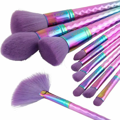 LaRoc 10 Piece Diamond Makeup Brush Set - Rainbow - The Beauty Store
