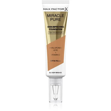 Max Factor Miracle Pure Skin Improving 24H Hydration 82 Deep Bronze Foundation 30ml Max Factor