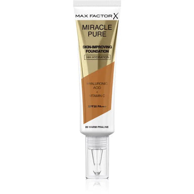 Max Factor Miracle Pure Skin Improving 24H Hydration 89 Warm Praline Foundation 30ml Max Factor