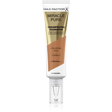 Max Factor Miracle Pure Skin Improving 24H Hydration 85 Caramel Foundation 30ml Max Factor