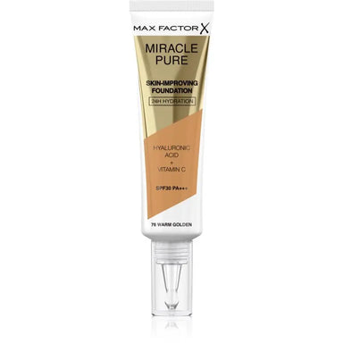 Max Factor Miracle Pure Skin Improving 24H Hydration 76 Warm Golden Foundation 30ml Max Factor