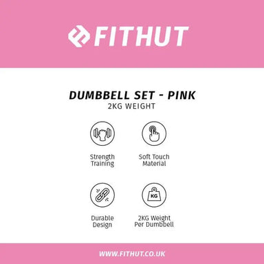 FITHUT Dumbbell Set 2kg - Pink - The Beauty Store