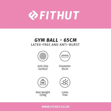 FITHUT Gym Ball 65cm - Pink - The Beauty Store