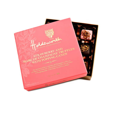 Holdsworth Strawberry & Marc de Champagne Truffles with Popping Candy 115g - The Beauty Store