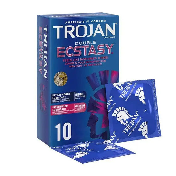 Trojan Double Ecstasy Condoms Pack of 10 - The Beauty Store