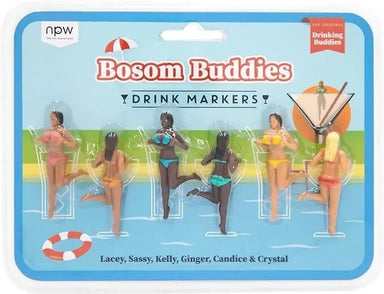 NPW Drinking Buddies Bosom Buddies Pack of 6 Drink Markers NPW