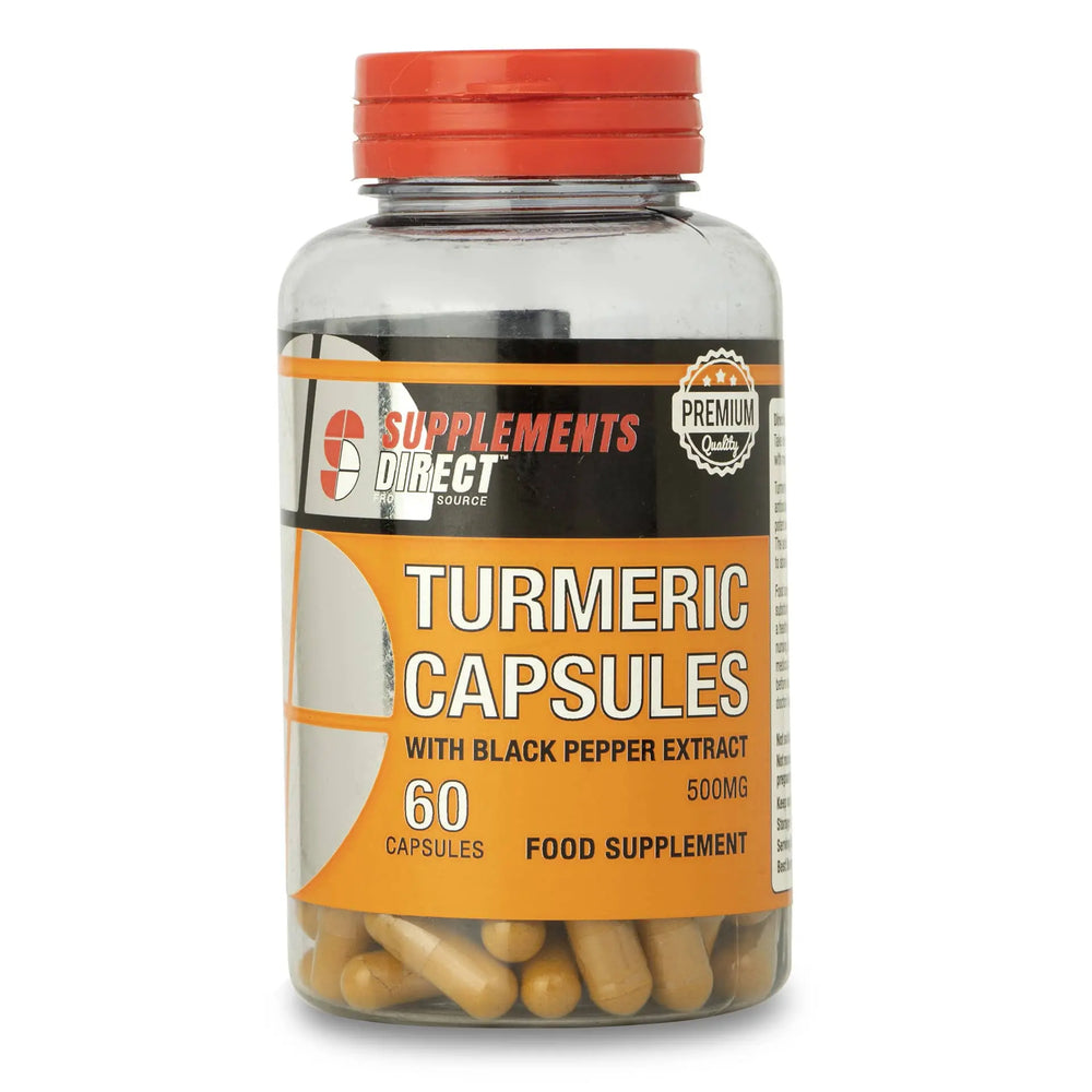 Supplements Direct Turmeric 60 Capsules with Black Pepper Extract 500mg - The Beauty Store