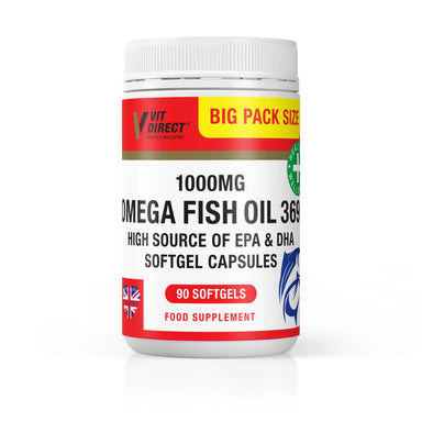Vit Direct Omega Fish Oil 369 1000mg 90 Softgel Capsules - The Beauty Store