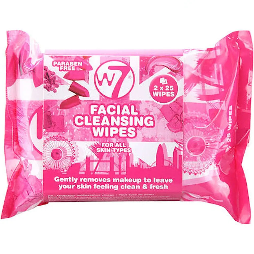 W7 Cosmetics Facial Cleansing Wipes for All Skin Types - 2 x 25 Wipes